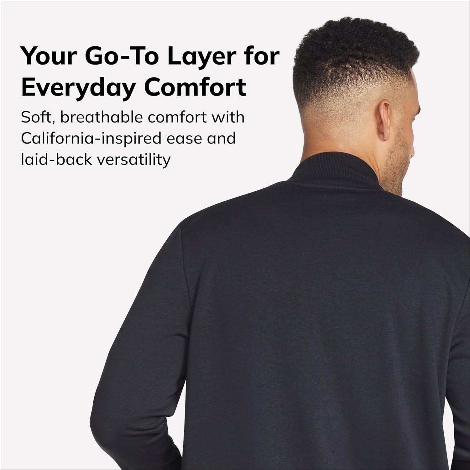 imageSkechers Mens Hoodless Hoodie GO WALK Everywhere Full Zip Mock Neck JacketBold Black