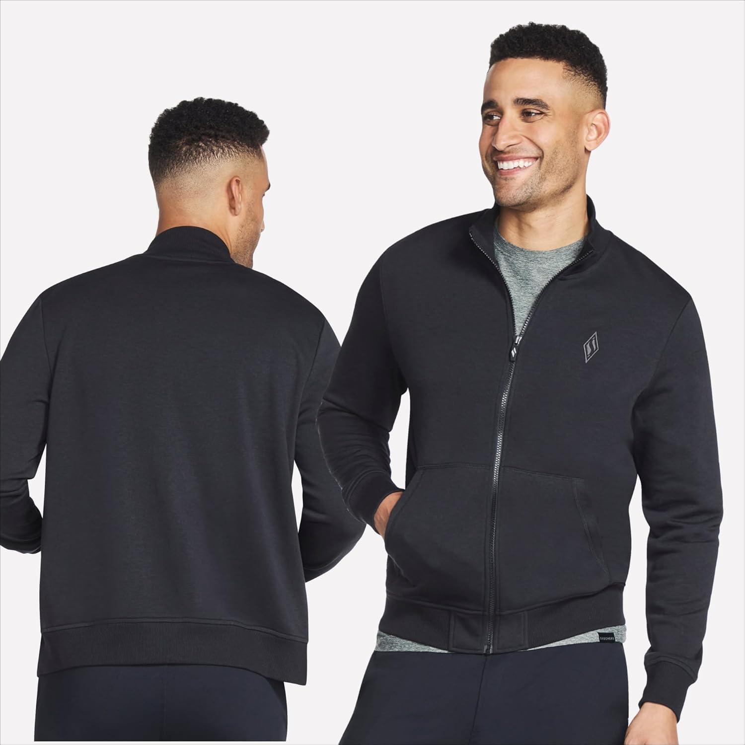 imageSkechers Mens Hoodless Hoodie GO WALK Everywhere Full Zip Mock Neck JacketBold Black