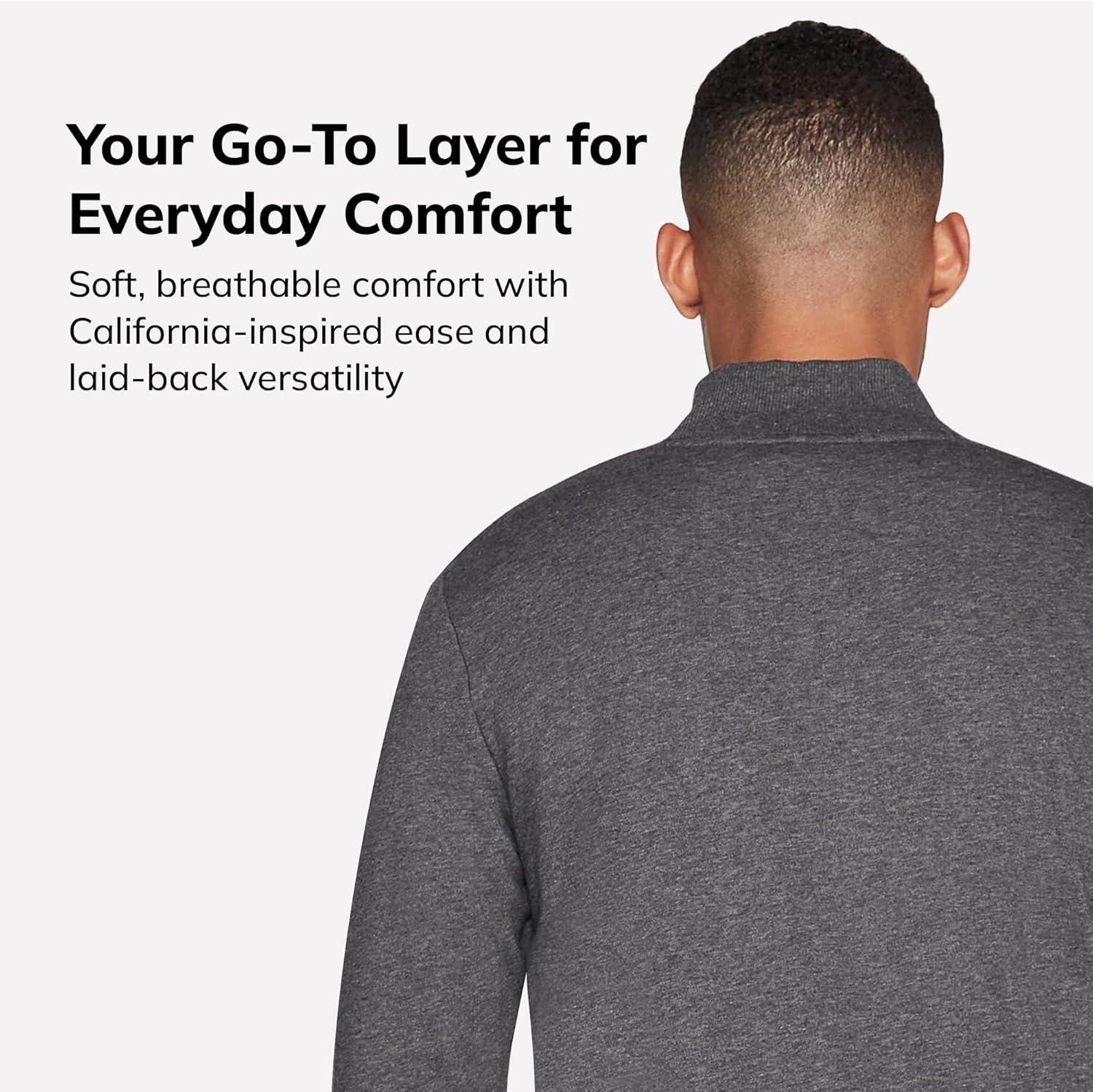 imageSkechers Mens Hoodless Hoodie GO WALK Everywhere Full Zip Mock Neck JacketHeather Charcoal