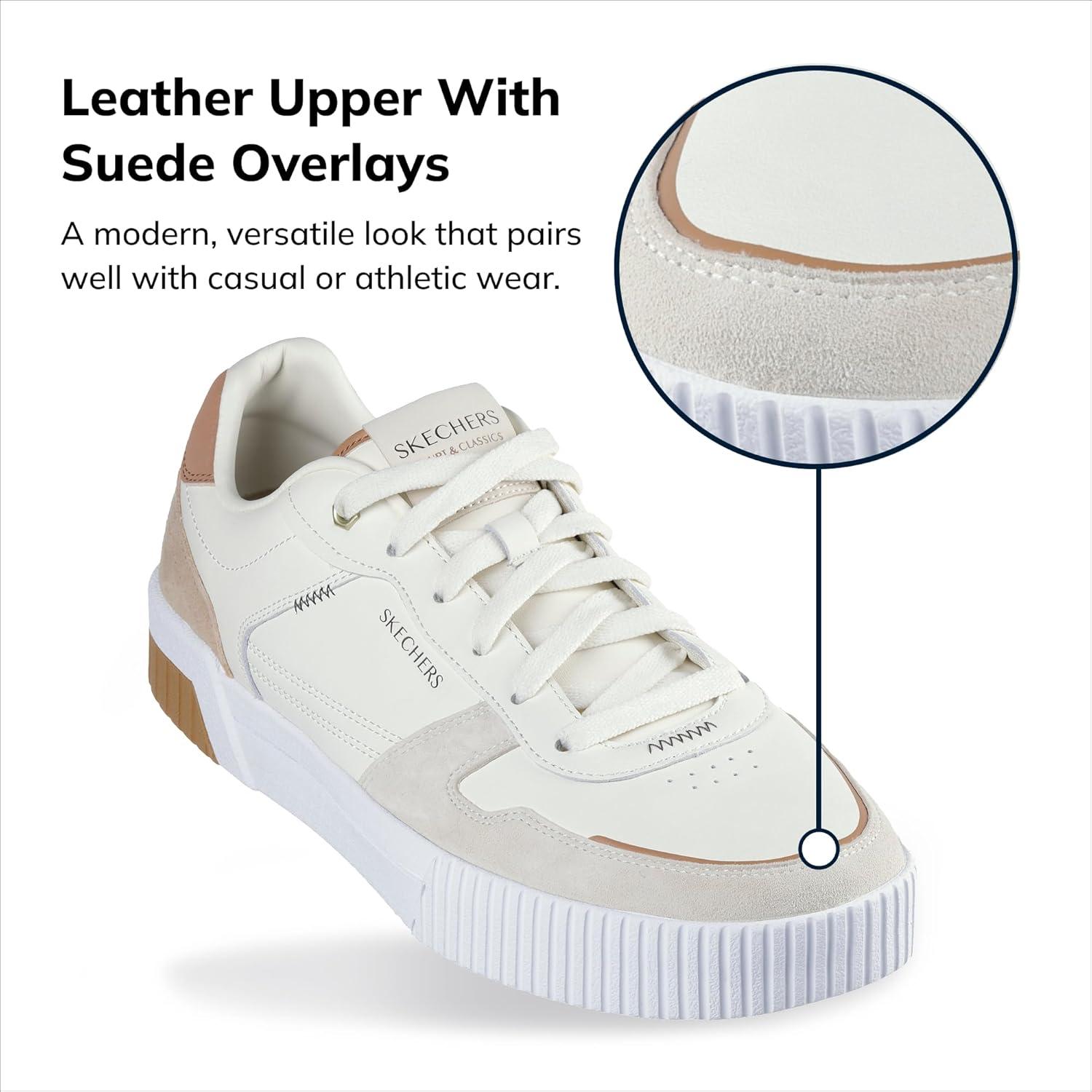 imageSkechers Mens Jade Kovos Leather and Suede Laceup SneakersNaturalBrown