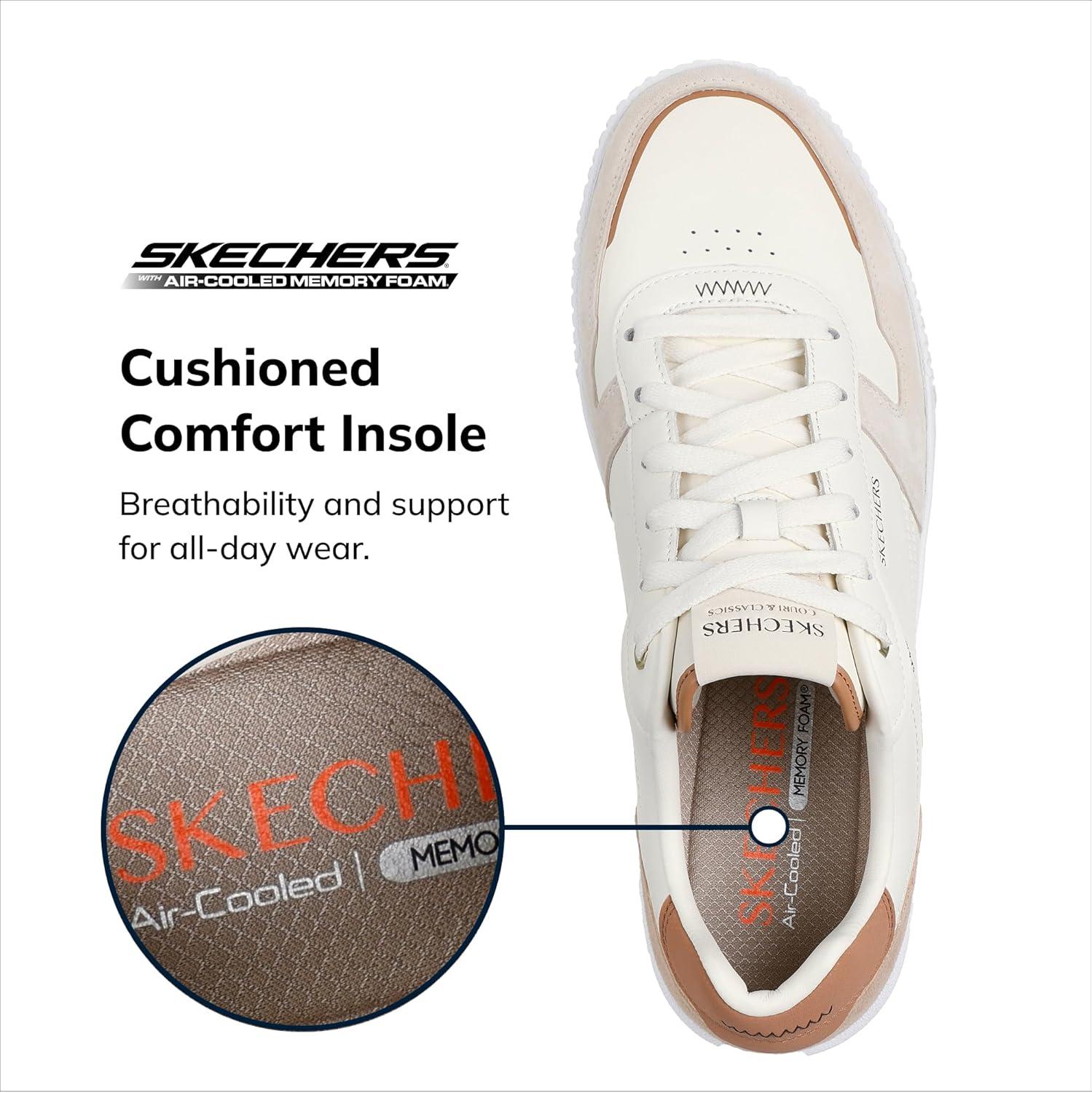 imageSkechers Mens Jade Kovos Leather and Suede Laceup SneakersNaturalBrown