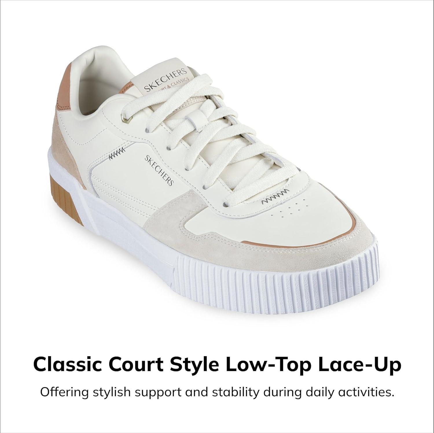 imageSkechers Mens Jade Kovos Leather and Suede Laceup SneakersNaturalBrown