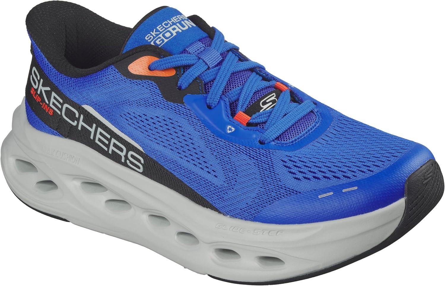 imageSkechers Mens Max Cushioning Glide Step Advert Hands Free SlipinsBlueOrange