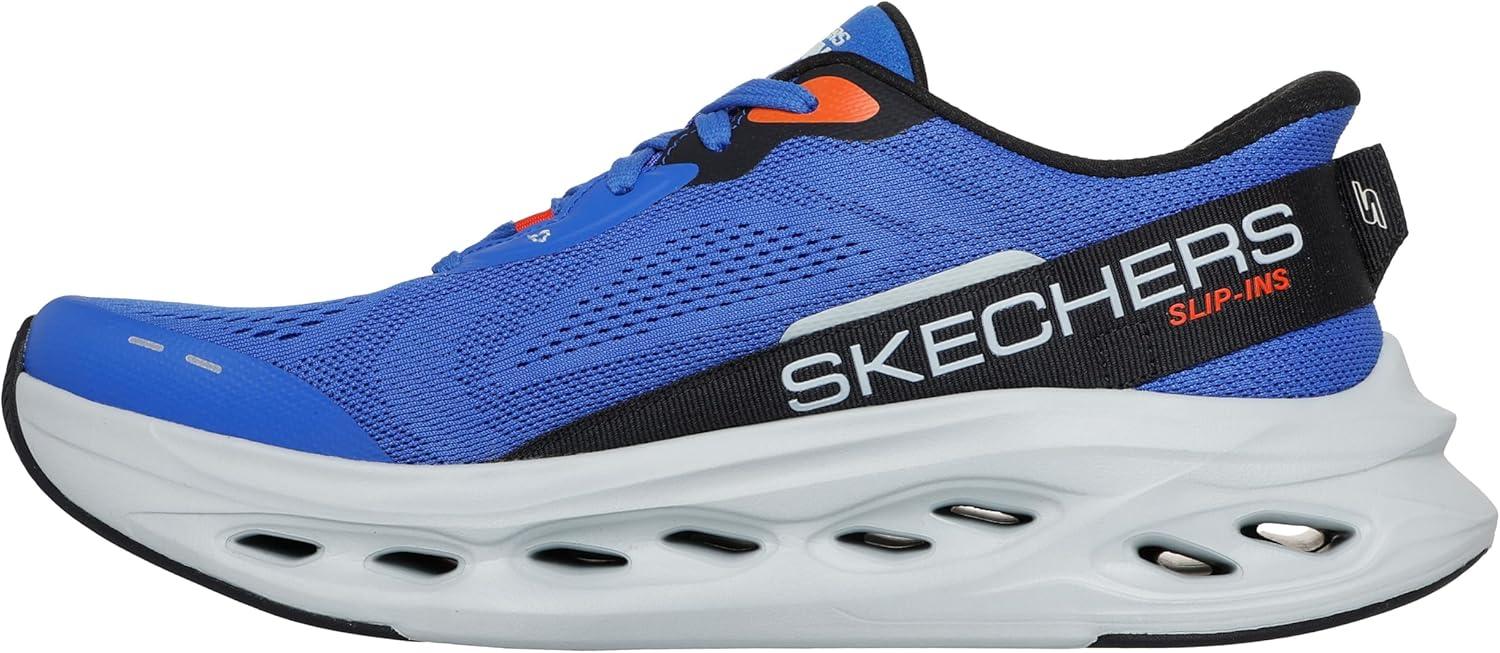 imageSkechers Mens Max Cushioning Glide Step Advert Hands Free SlipinsBlueOrange