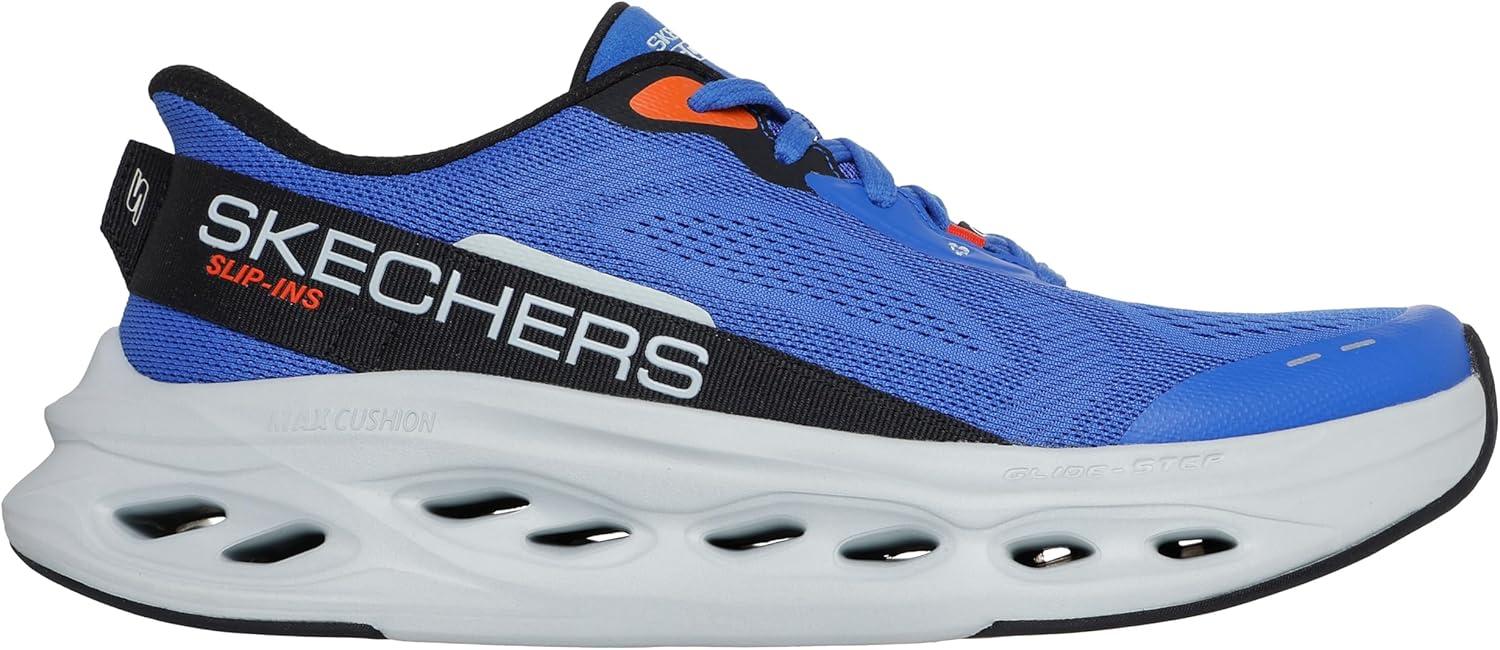 imageSkechers Mens Max Cushioning Glide Step Advert Hands Free SlipinsBlueOrange