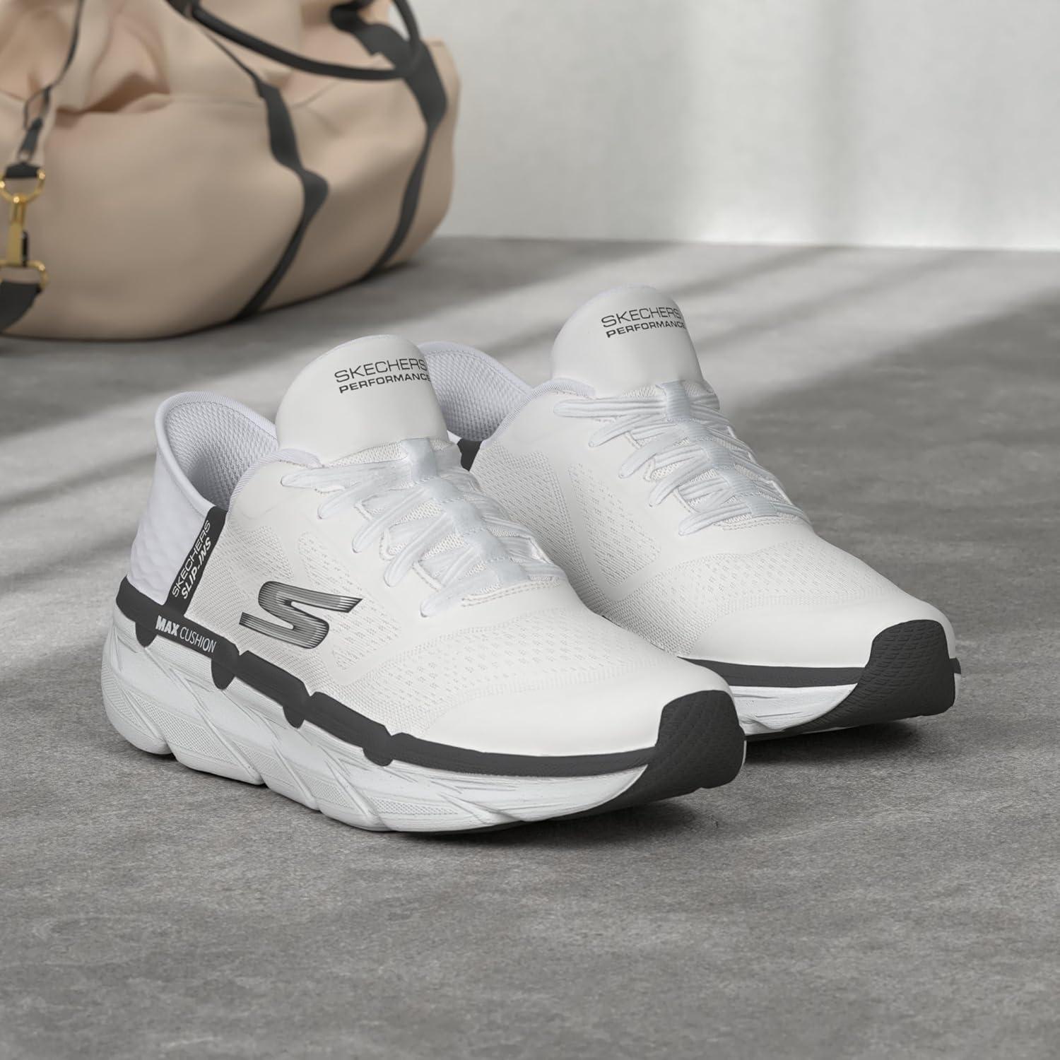 imageSkechers Mens Max Cushioning Slipins Athletic Workout Running Walking Shoes with Memory FoamWhite