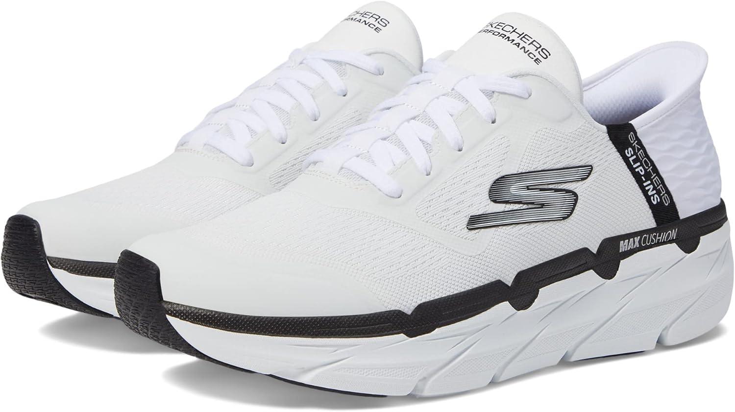 imageSkechers Mens Max Cushioning Slipins Athletic Workout Running Walking Shoes with Memory FoamWhite