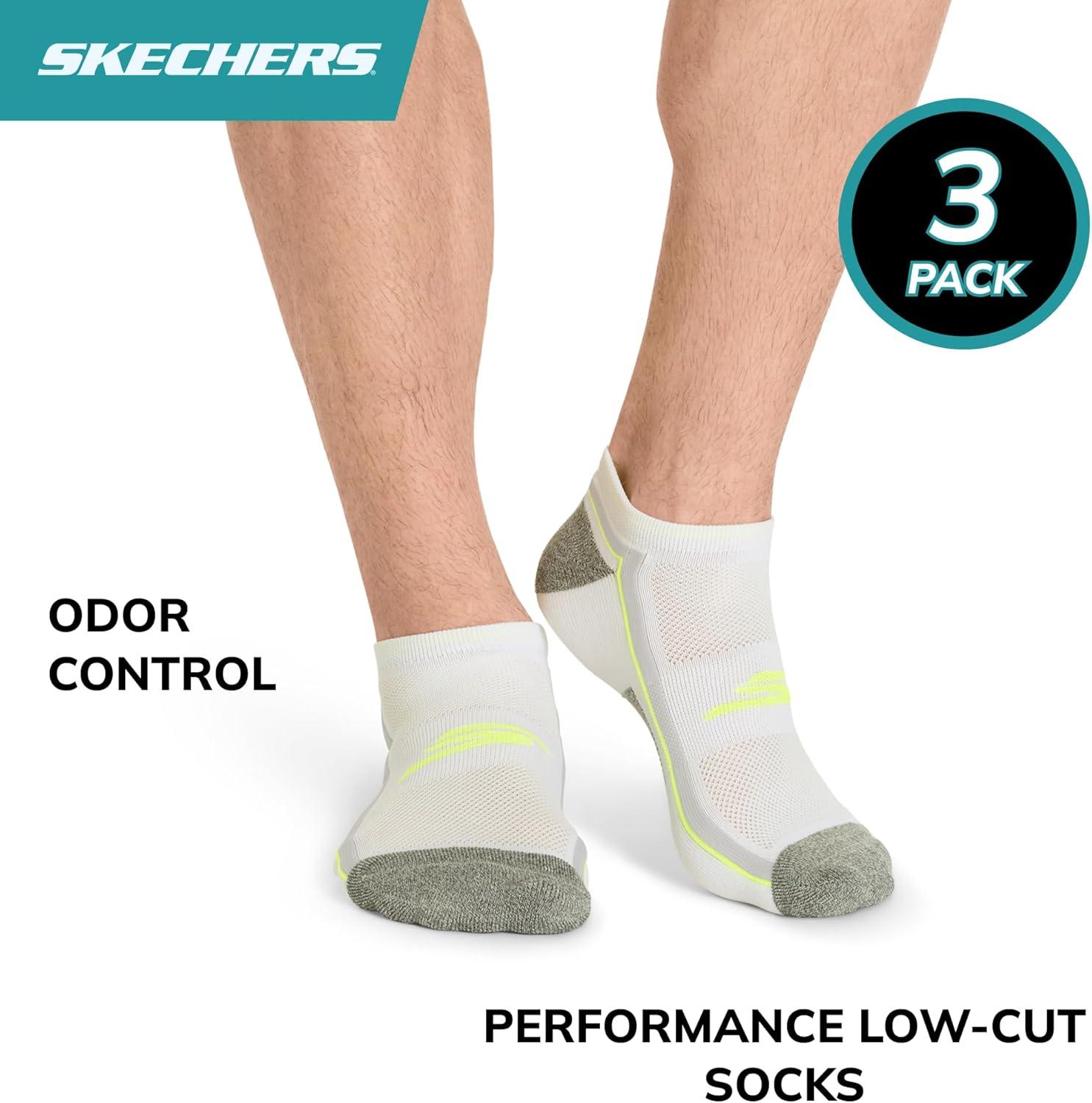 imageSkechers Mens Performance Golf Low Cut Socks 3PackSafety YellowWhiteBlack