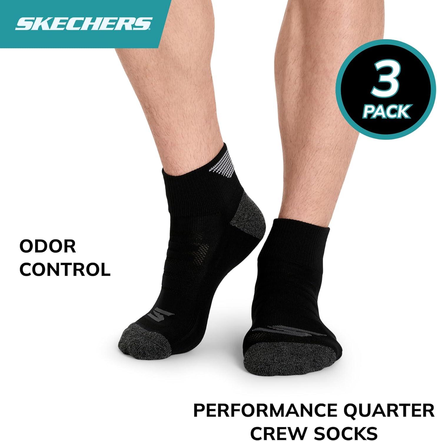 imageSkechers Mens Performance Golf Quarter Crew Socks 3PackBlack