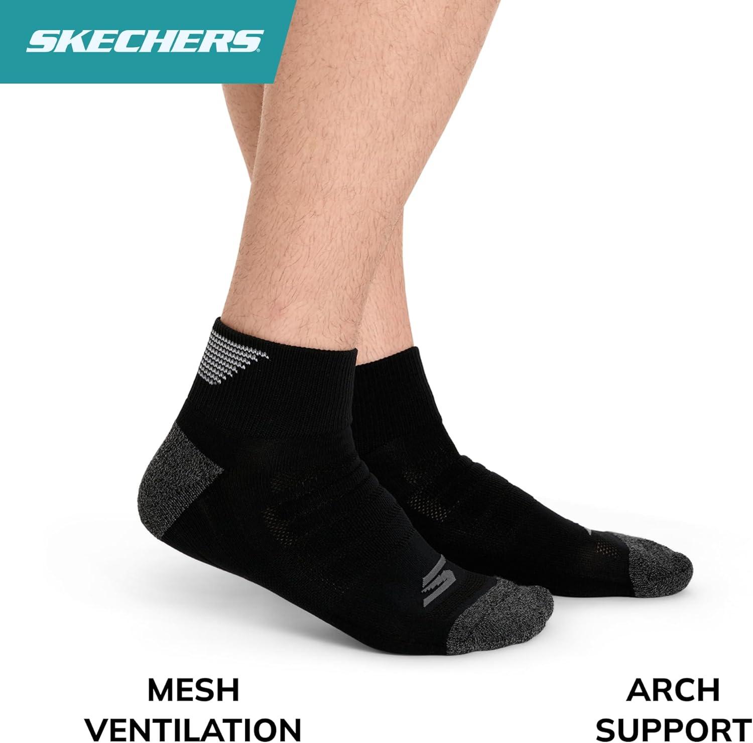imageSkechers Mens Performance Golf Quarter Crew Socks 3PackBlack