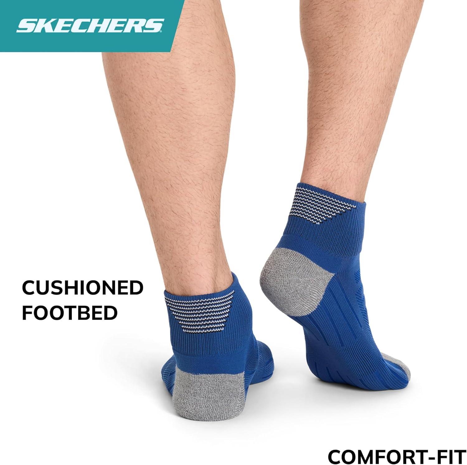 imageSkechers Mens Performance Golf Quarter Crew Socks 3PackCobalt BlueWhiteBlack