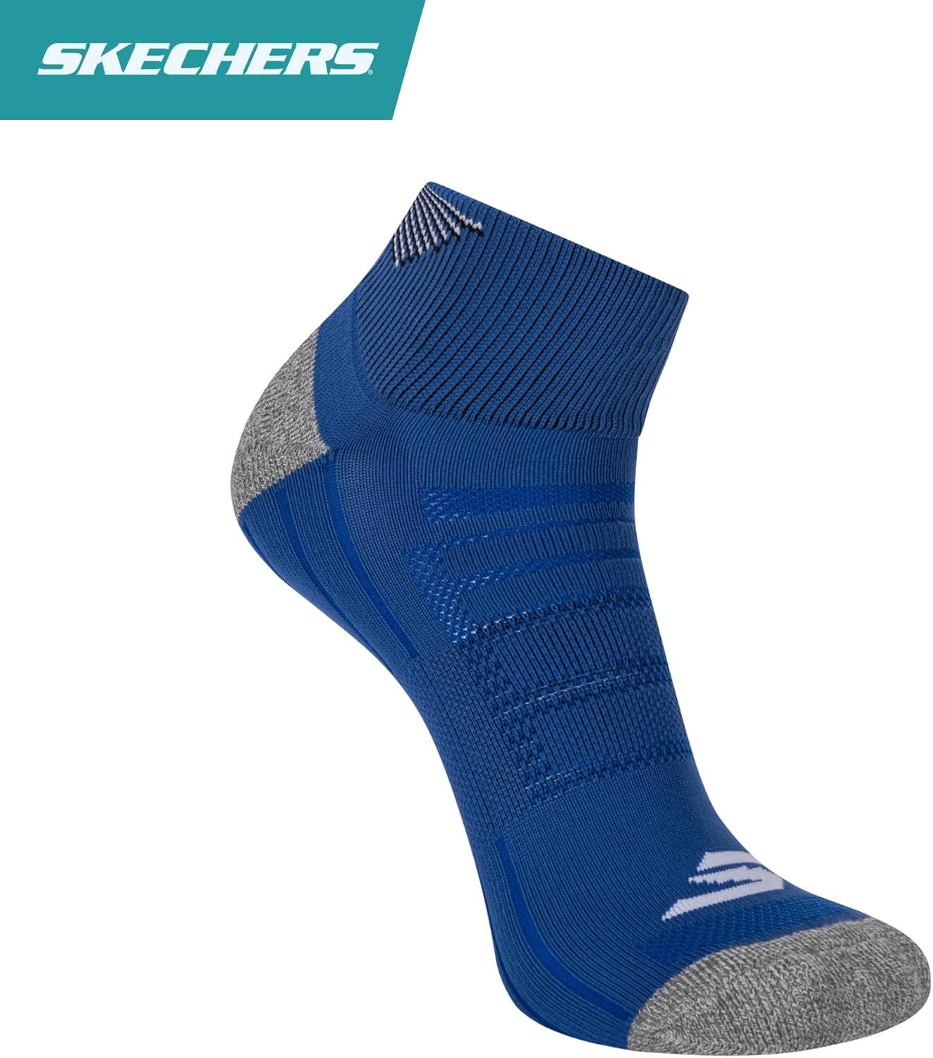 imageSkechers Mens Performance Golf Quarter Crew Socks 3PackCobalt BlueWhiteBlack