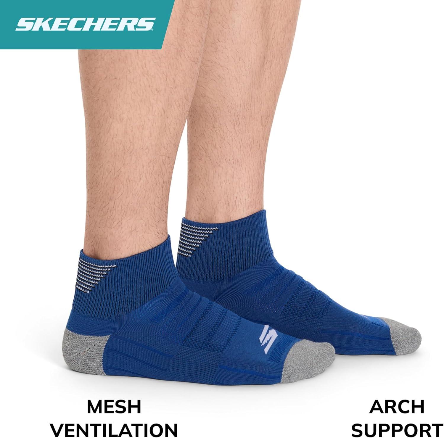 imageSkechers Mens Performance Golf Quarter Crew Socks 3PackCobalt BlueWhiteBlack