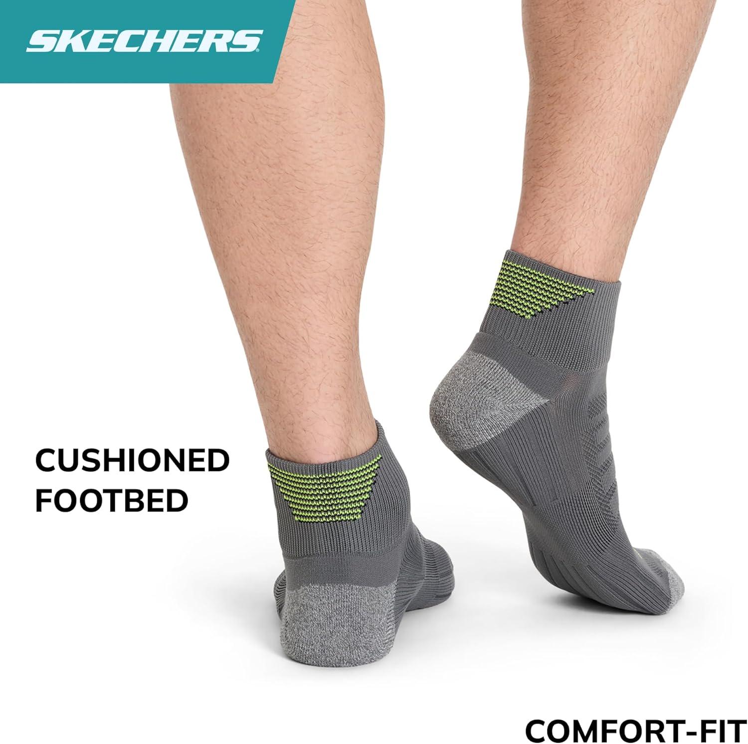 imageSkechers Mens Performance Golf Quarter Crew Socks 3PackSafety YellowSteel GrayBlack