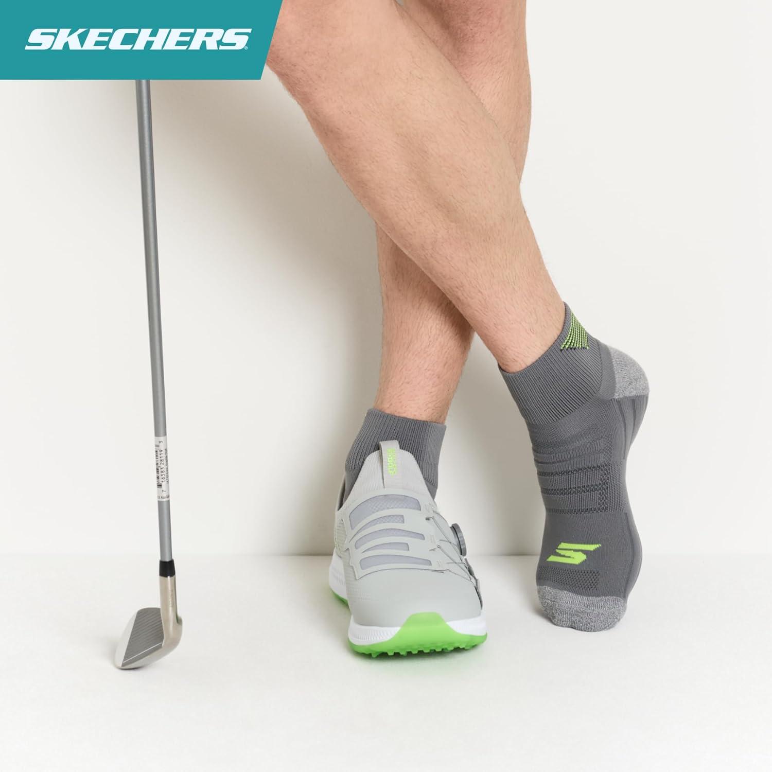 imageSkechers Mens Performance Golf Quarter Crew Socks 3PackSafety YellowSteel GrayBlack