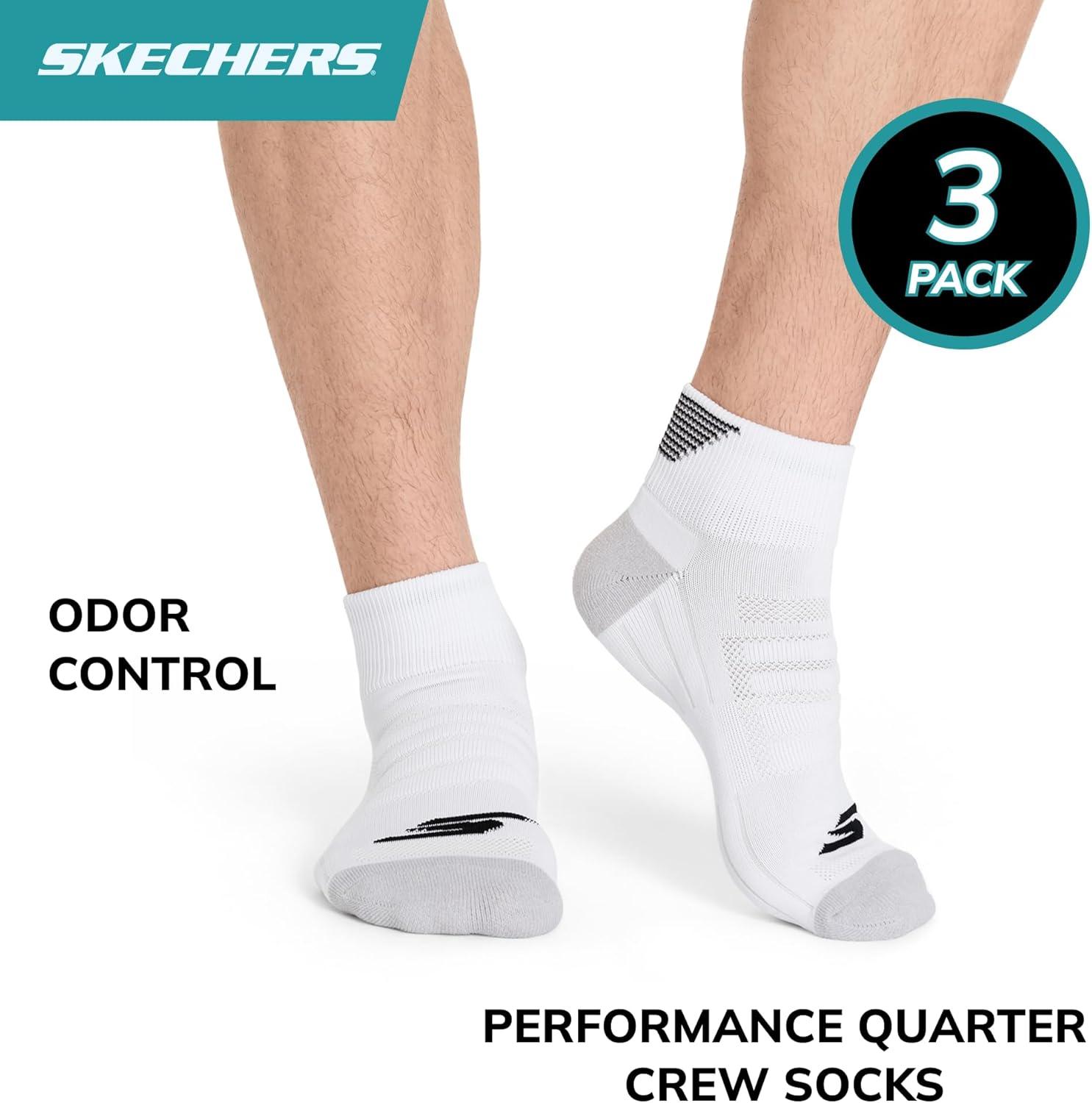 imageSkechers Mens Performance Golf Quarter Crew Socks 3PackWhite