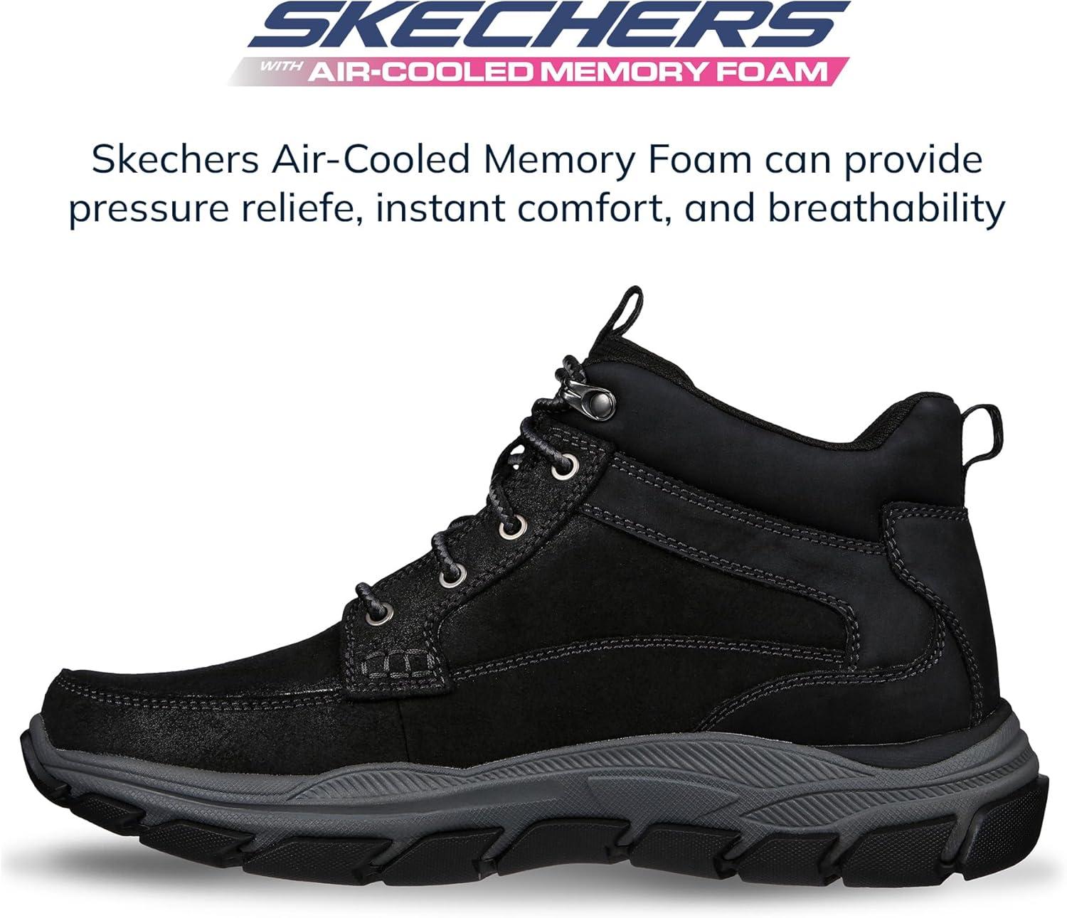 imageSkechers Mens RespectedBoswell Mid Top Leather Moc Toe SneakersBlack