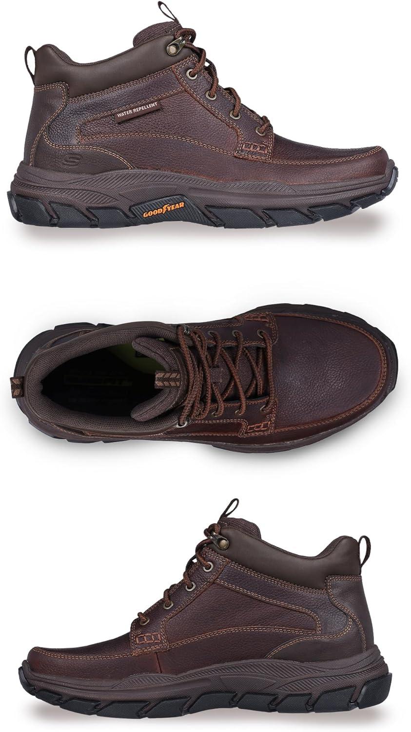 imageSkechers Mens RespectedBoswell Mid Top Leather Moc Toe SneakersRedBrown