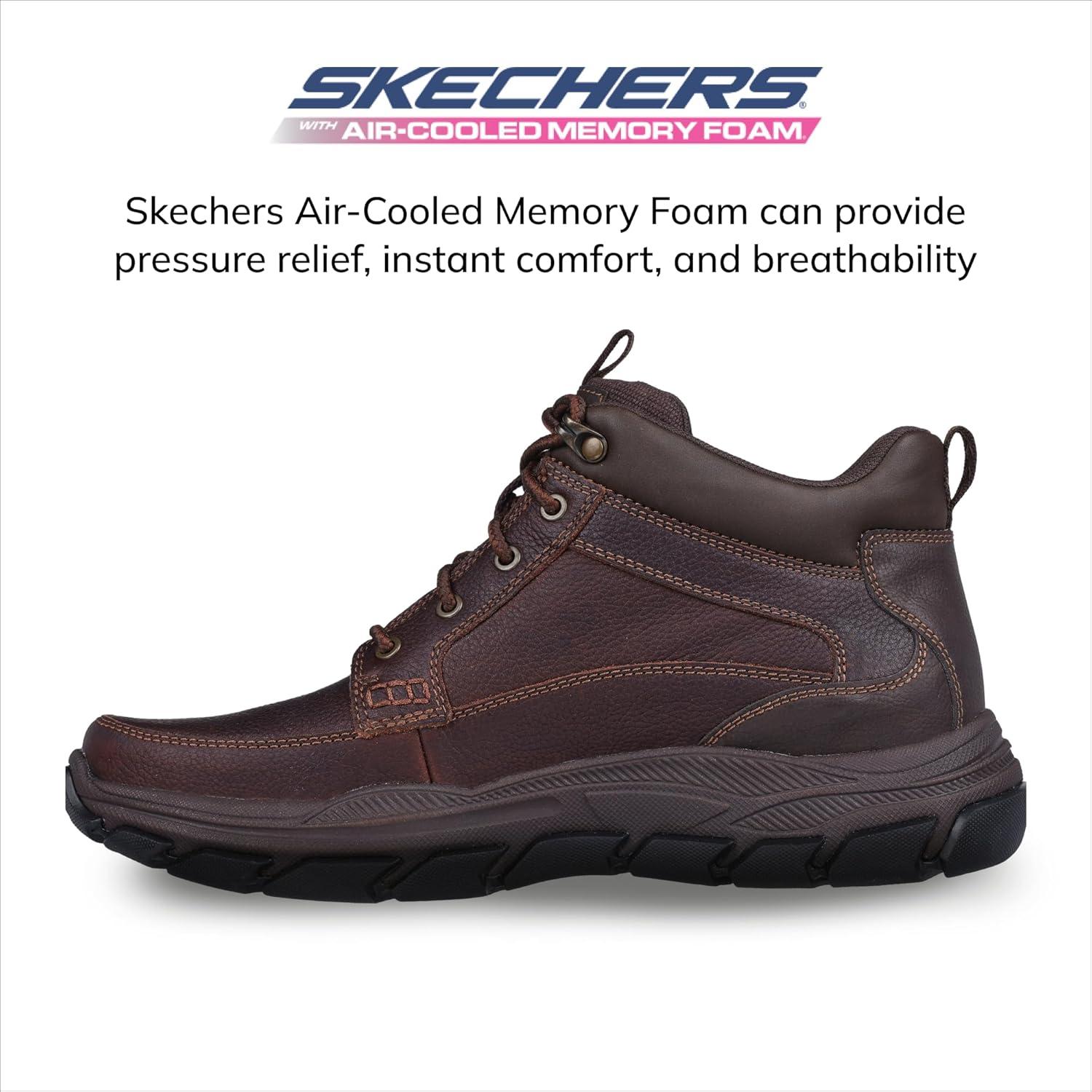 imageSkechers Mens RespectedBoswell Mid Top Leather Moc Toe SneakersRedBrown