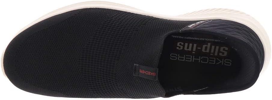 imageSkechers Mens Ultra Flex 30 Smooth Step Slipin SneakersBlack Knit Red Trim