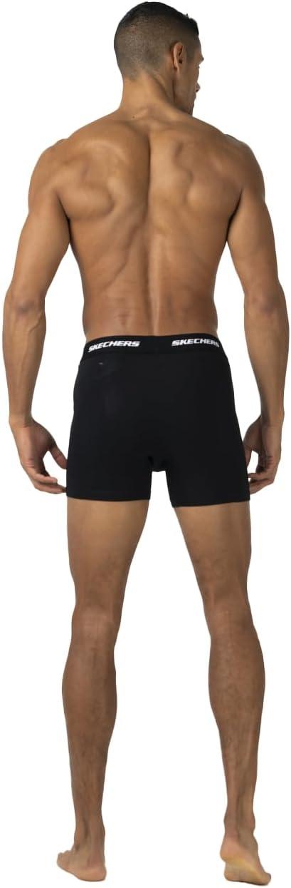 imageSkechers Mens Underwear Boxer Briefs 6Pack Contoured Pouch Moisture Wicking No Ride Comfort Breathable CottonBlueDark GreyBlack