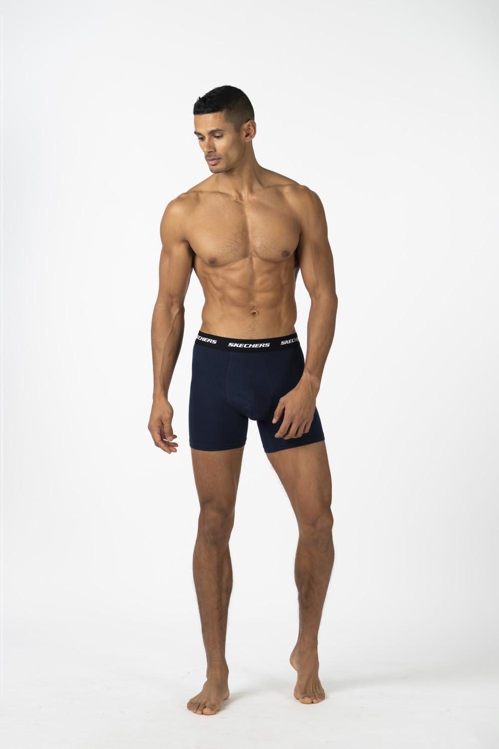 imageSkechers Mens Underwear Boxer Briefs 6Pack Contoured Pouch Moisture Wicking No Ride Comfort Breathable CottonBlueGreyGreen