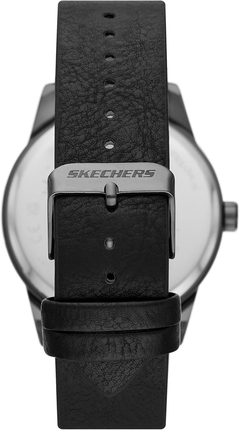 imageSkechers Mens Watch and Stackable Bracelet or Interchangeable Band Gift SetBlack Leather Set