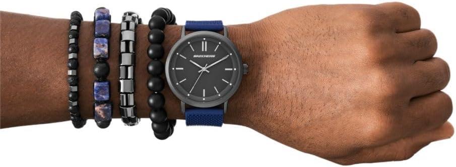imageSkechers Mens Watch and Stackable Bracelet or Interchangeable Band Gift SetBlueBlack