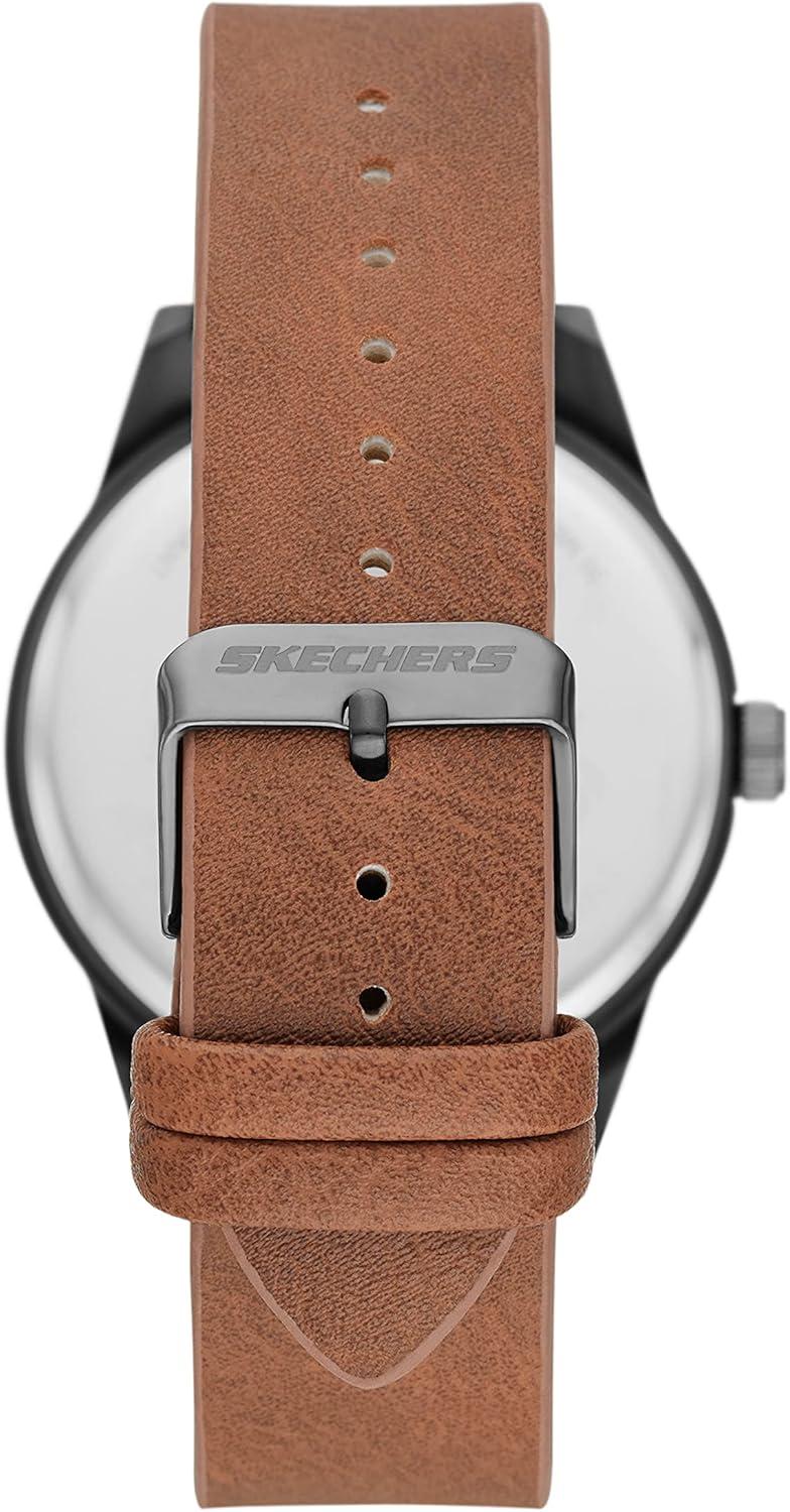 imageSkechers Mens Watch and Stackable Bracelet or Interchangeable Band Gift SetBrown Leather Watch