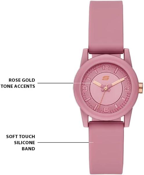 imageSkechers Rosencrans Mini Metal or Silicone Analog Watch for WomenRose Pink