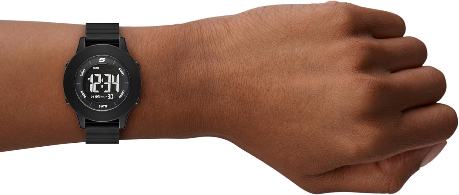 imageSkechers Rosencrans Silicone Digital Watch for WomenBlack Slipins