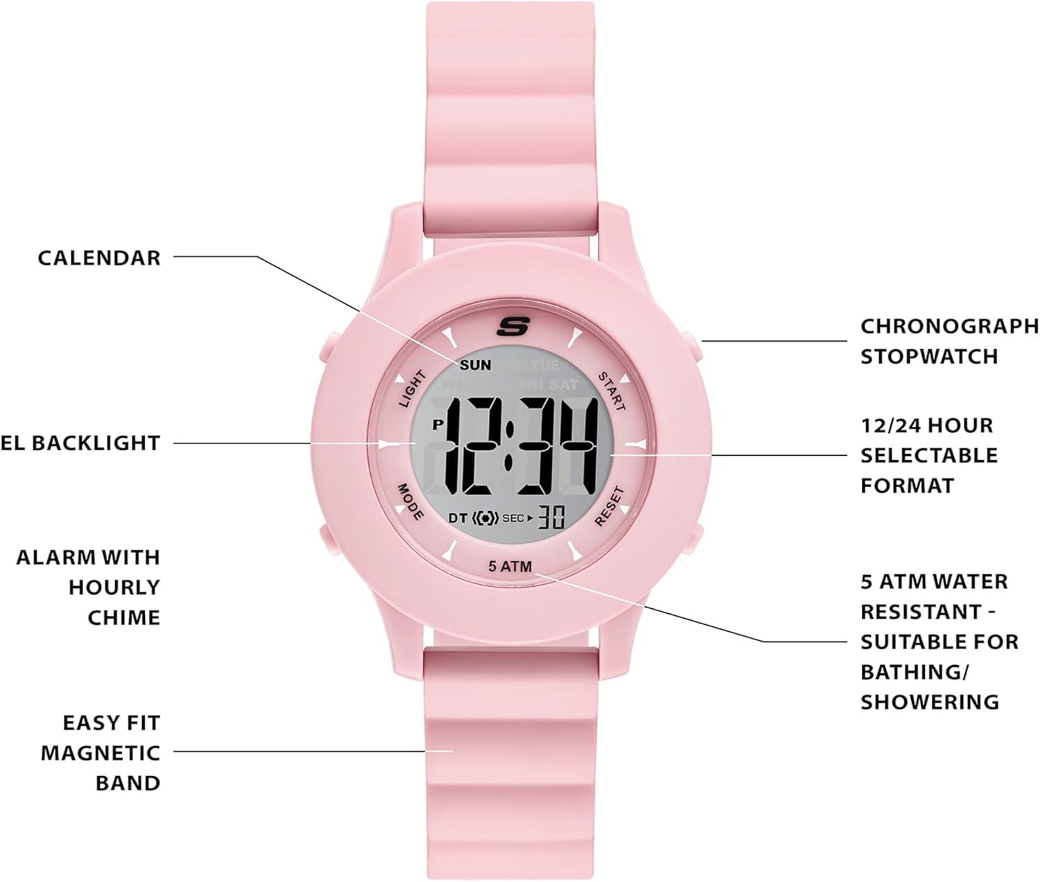 imageSkechers Rosencrans Silicone Digital Watch for WomenPink Slipins