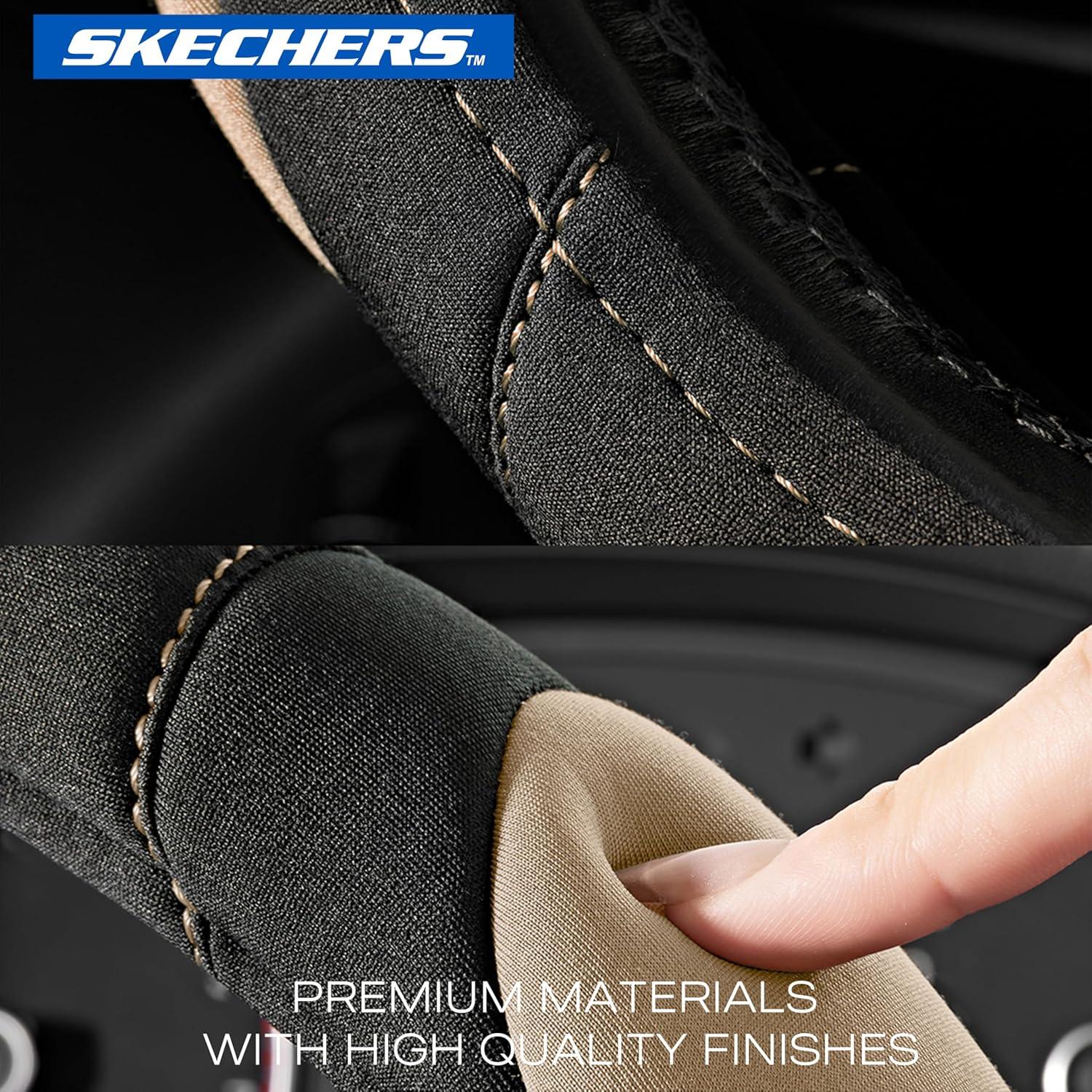 imageSkechers Steering Wheel CoverMemory Foam Car Steering Wheel Cover14515inch AntiSlip Safety Comfortable Desgin Universal Accessory for Diverse Cars TruckSUV Black ampamp RedBeige