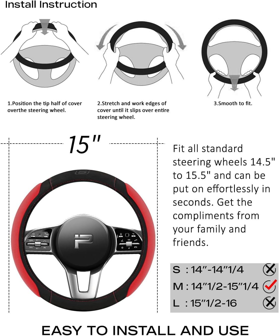 imageSkechers Steering Wheel CoverMemory Foam Car Steering Wheel Cover14515inch AntiSlip Safety Comfortable Desgin Universal Accessory for Diverse Cars TruckSUV Black ampamp RedRed