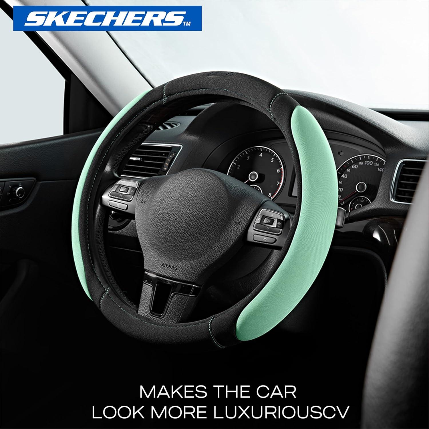 imageSkechers Steering Wheel CoverMemory Foam Car Steering Wheel Cover14515inch AntiSlip Safety Comfortable Desgin Universal Accessory for Diverse Cars TruckSUV Black ampamp RedGreen
