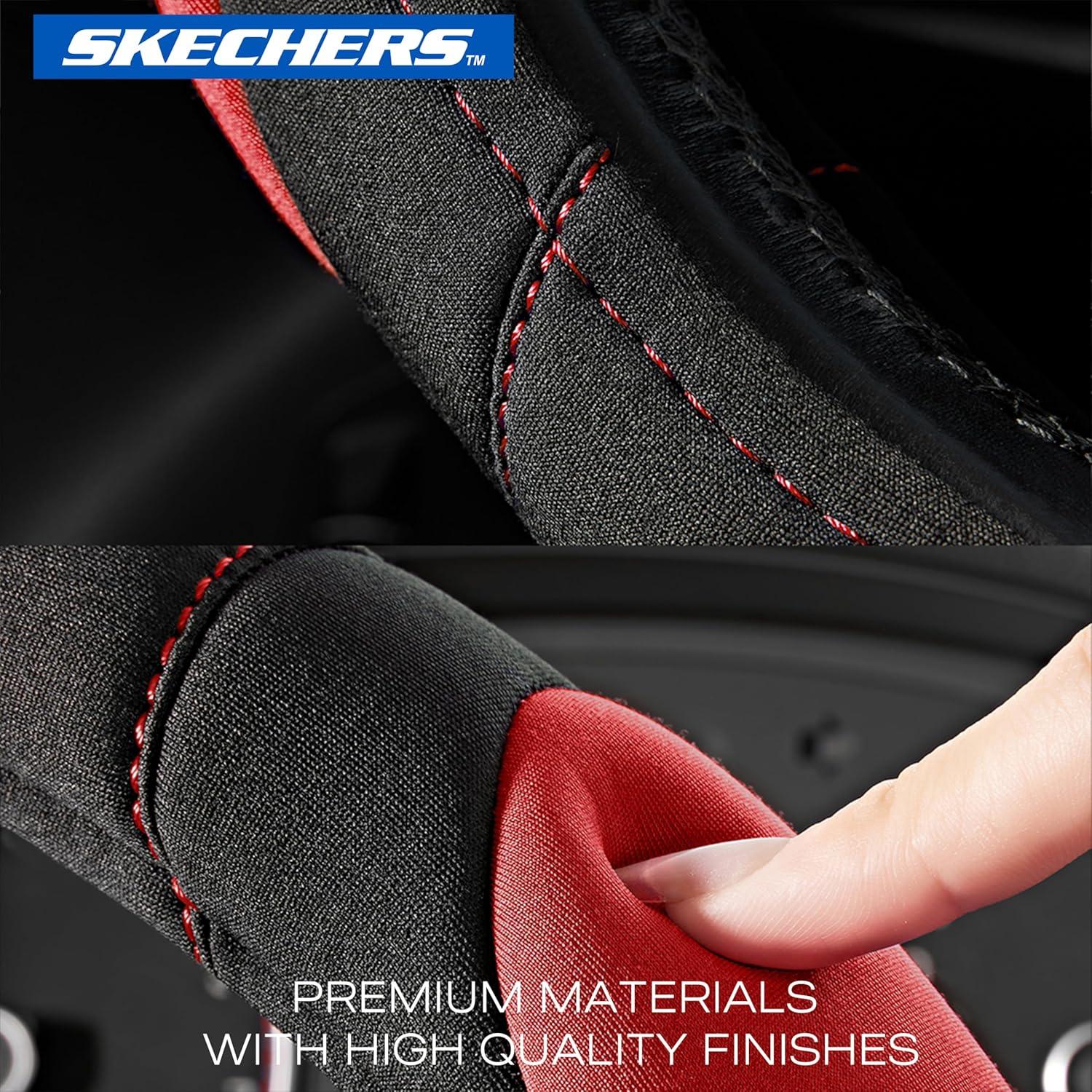 imageSkechers Steering Wheel CoverMemory Foam Car Steering Wheel Cover14515inch AntiSlip Safety Comfortable Desgin Universal Accessory for Diverse Cars TruckSUV Black ampamp RedRed