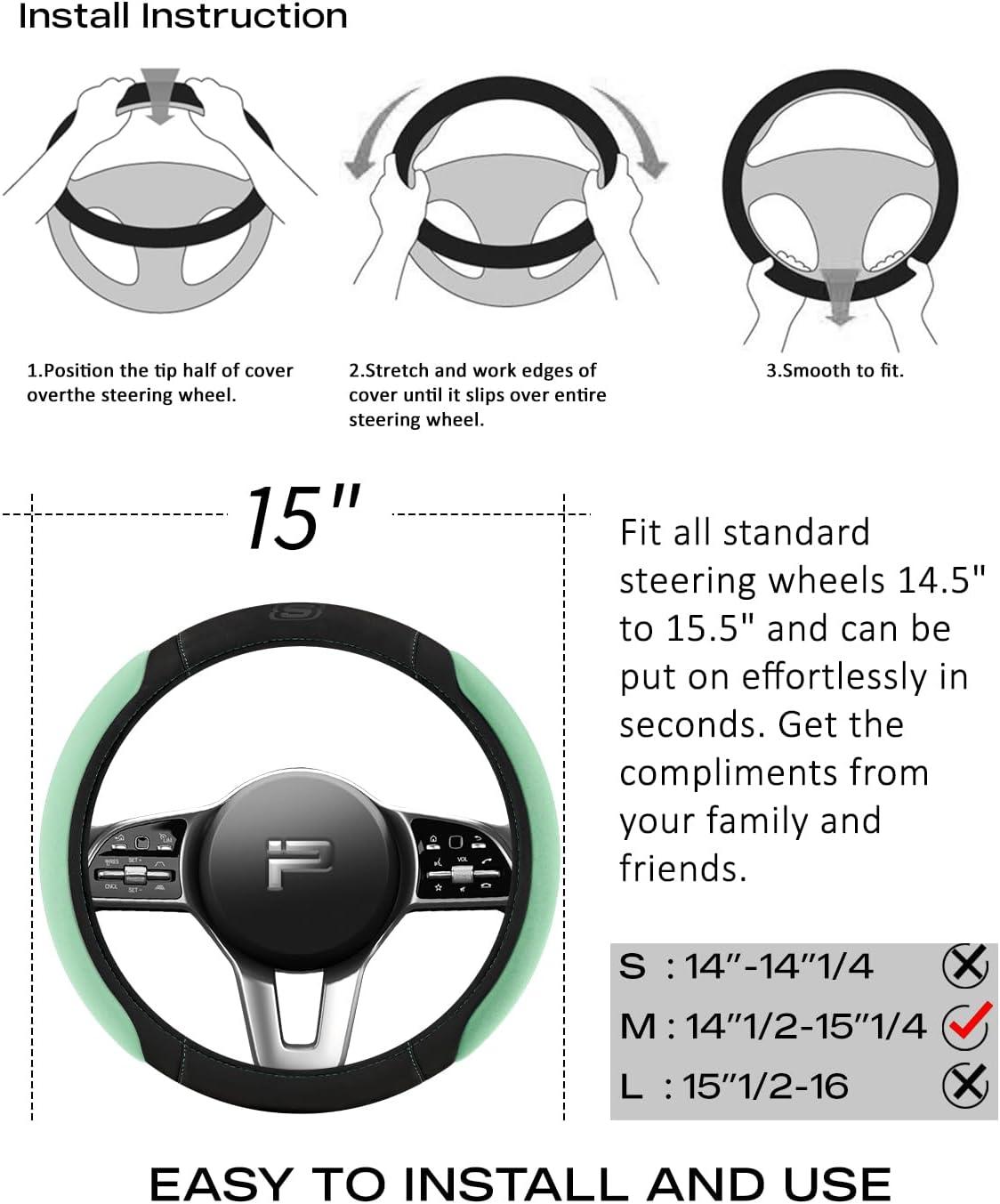 imageSkechers Steering Wheel CoverMemory Foam Car Steering Wheel Cover14515inch AntiSlip Safety Comfortable Desgin Universal Accessory for Diverse Cars TruckSUV Black ampamp RedGreen