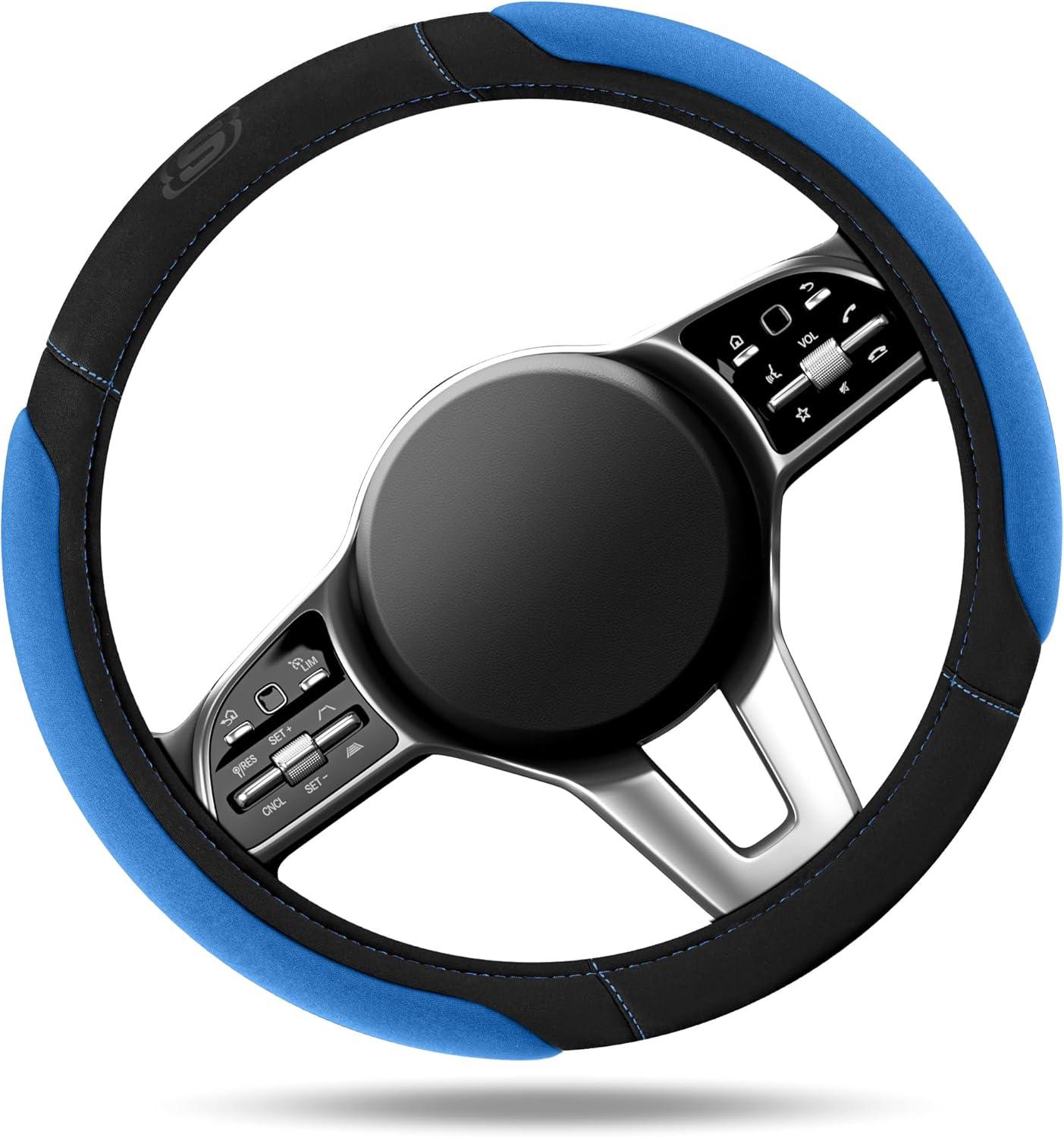 imageSkechers Steering Wheel CoverMemory Foam Car Steering Wheel Cover14515inch AntiSlip Safety Comfortable Desgin Universal Accessory for Diverse Cars TruckSUV Black ampamp RedBlue