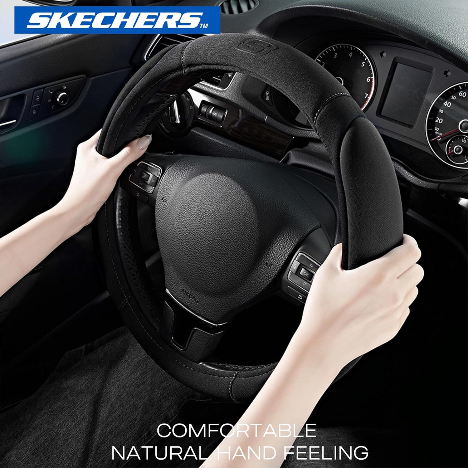 imageSkechers Steering Wheel CoverMemory Foam Car Steering Wheel Cover14515inch AntiSlip Safety Comfortable Desgin Universal Accessory for Diverse Cars TruckSUV Black ampamp RedBlack