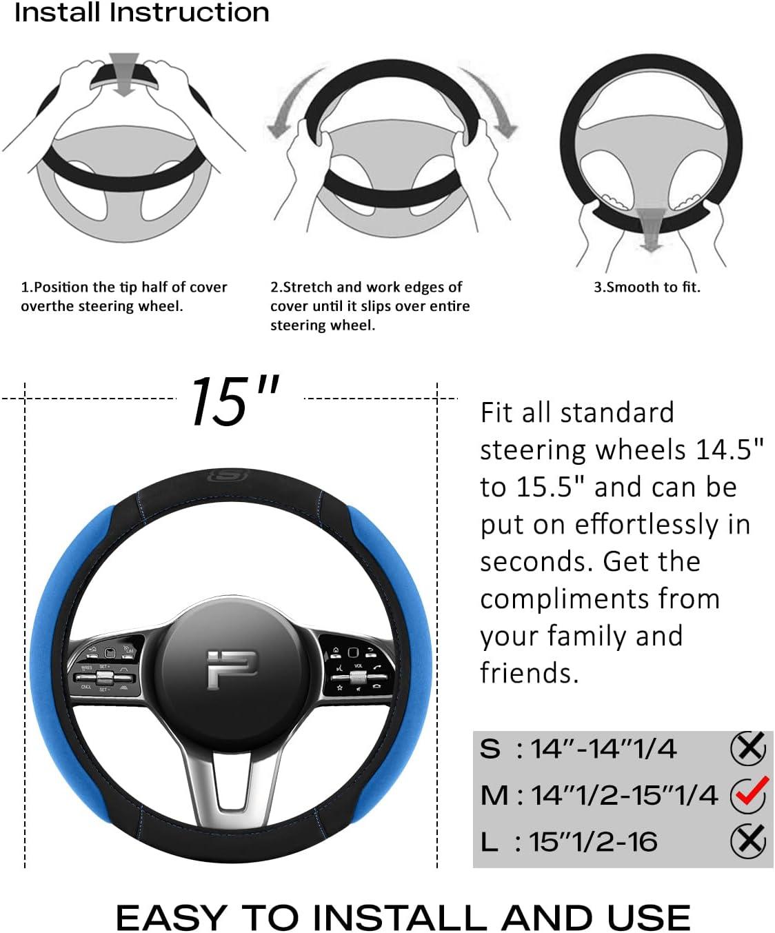 imageSkechers Steering Wheel CoverMemory Foam Car Steering Wheel Cover14515inch AntiSlip Safety Comfortable Desgin Universal Accessory for Diverse Cars TruckSUV Black ampamp RedBlue