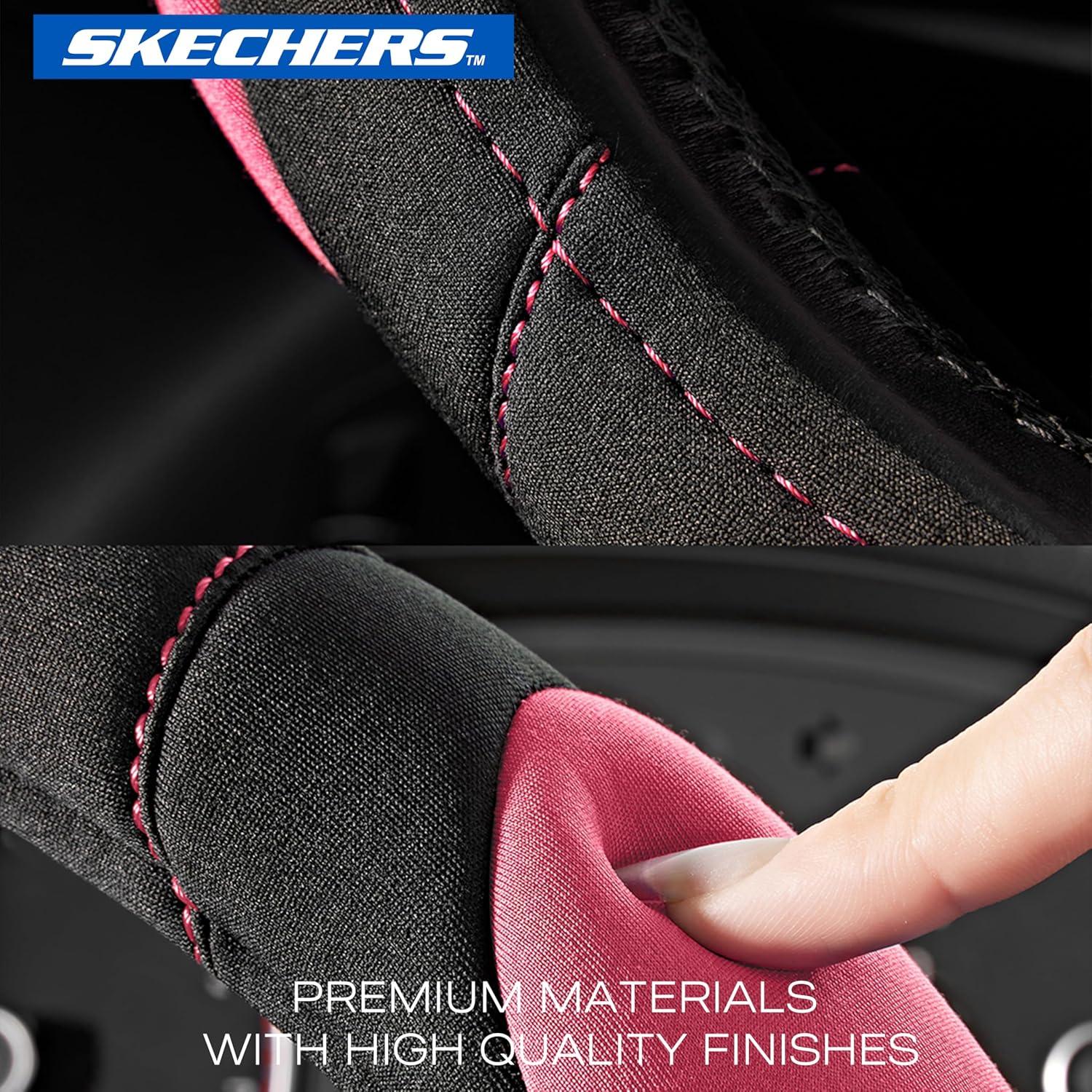 imageSkechers Steering Wheel CoverMemory Foam Car Steering Wheel Cover14515inch AntiSlip Safety Comfortable Desgin Universal Accessory for Diverse Cars TruckSUV Black ampamp RedPink