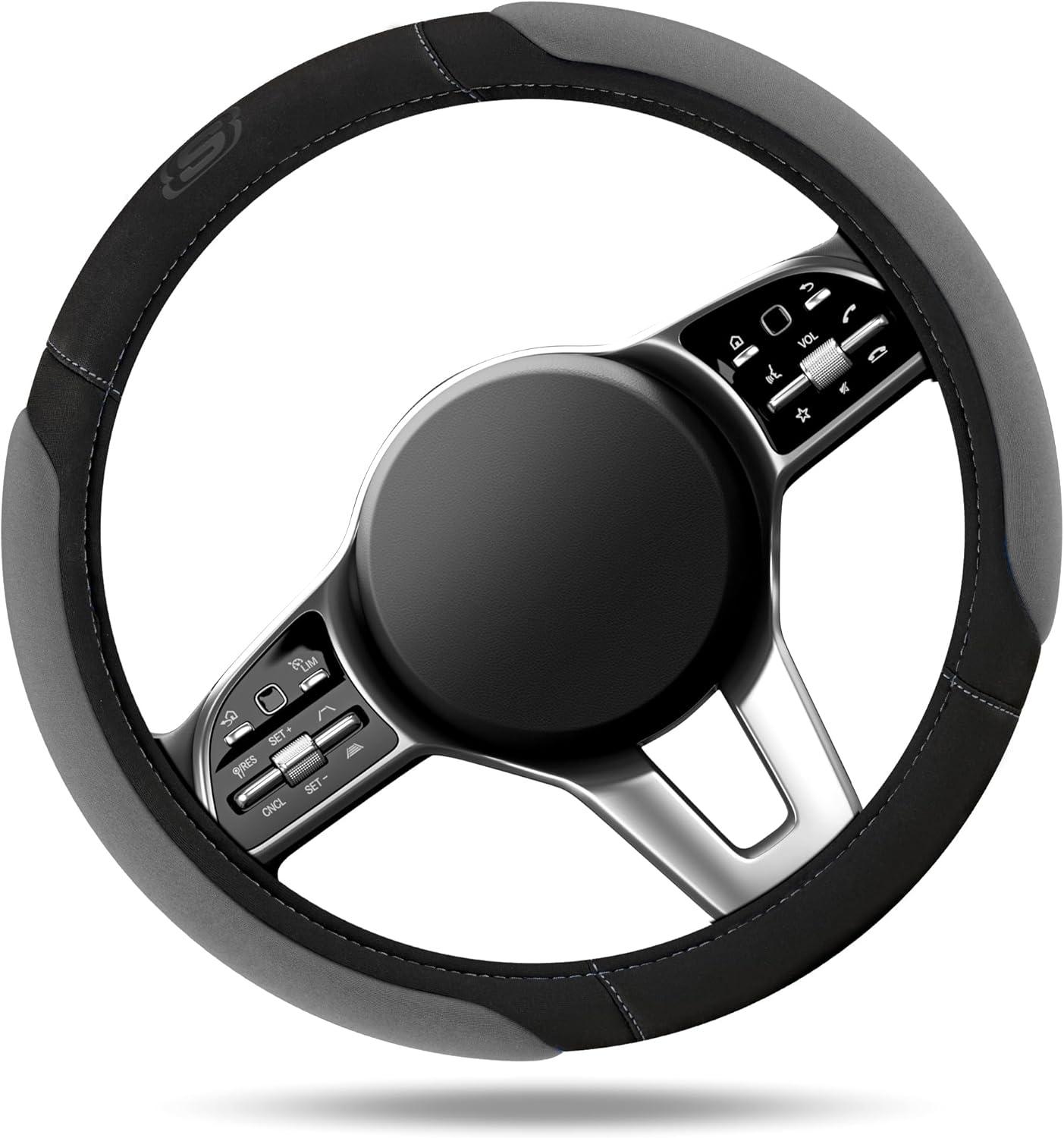 imageSkechers Steering Wheel CoverMemory Foam Car Steering Wheel Cover14515inch AntiSlip Safety Comfortable Desgin Universal Accessory for Diverse Cars TruckSUV Black ampamp RedGray