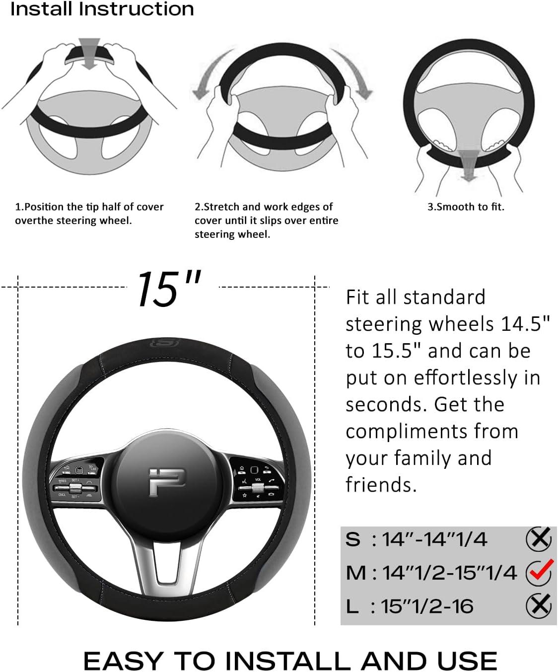 imageSkechers Steering Wheel CoverMemory Foam Car Steering Wheel Cover14515inch AntiSlip Safety Comfortable Desgin Universal Accessory for Diverse Cars TruckSUV Black ampamp RedGray