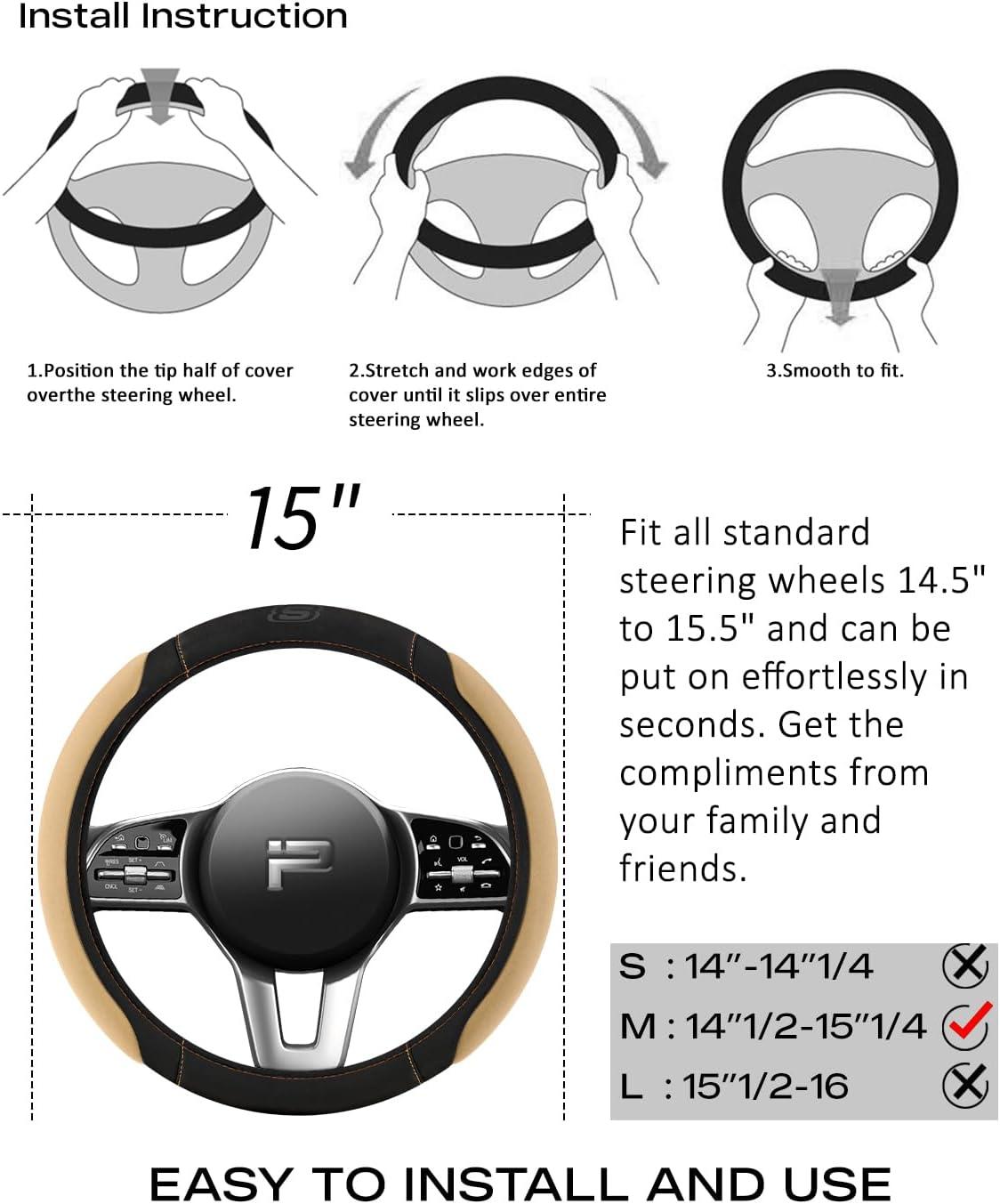imageSkechers Steering Wheel CoverMemory Foam Car Steering Wheel Cover14515inch AntiSlip Safety Comfortable Desgin Universal Accessory for Diverse Cars TruckSUV Black ampamp RedBeige