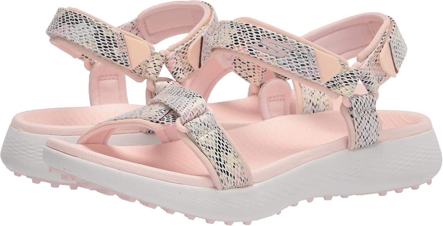 imageSkechers Womens 600 Spikeless Golf Sandals ShoeLight PinkMulti Snake Print