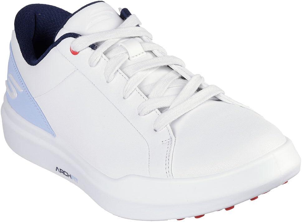 imageSkechers Womens Drive 6 Arch Fit Leather Relaxed Fit Waterproof Golf ShoeWhiteBlue