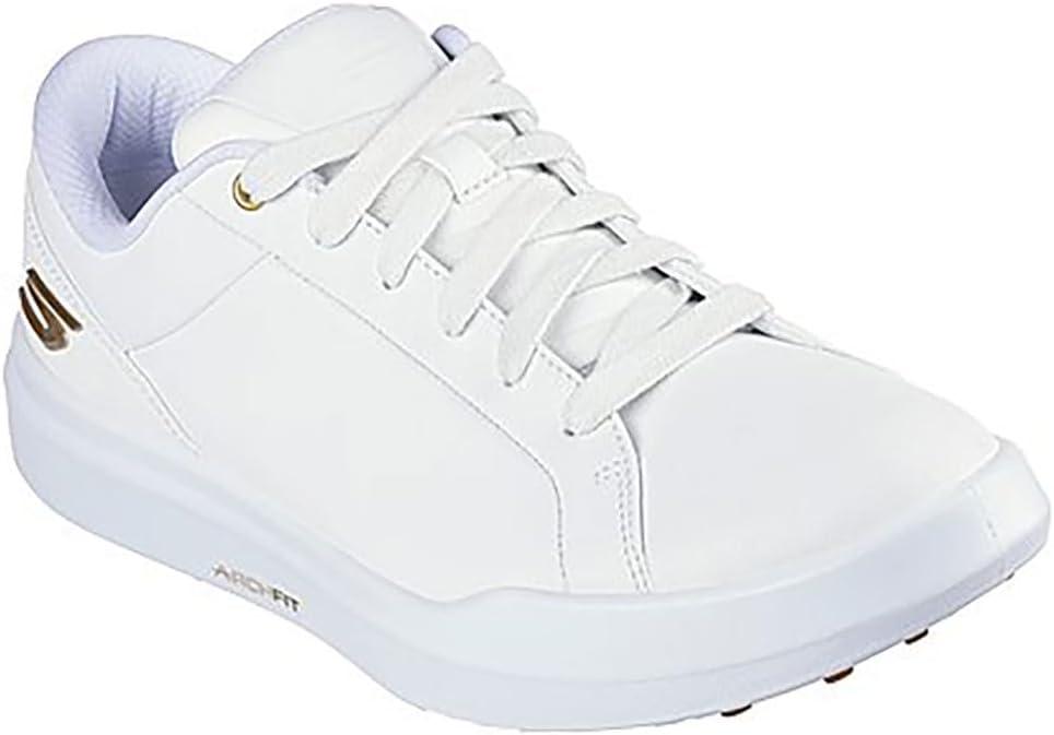 imageSkechers Womens Drive 6 Arch Fit Leather Relaxed Fit Waterproof Golf ShoeWhiteGold