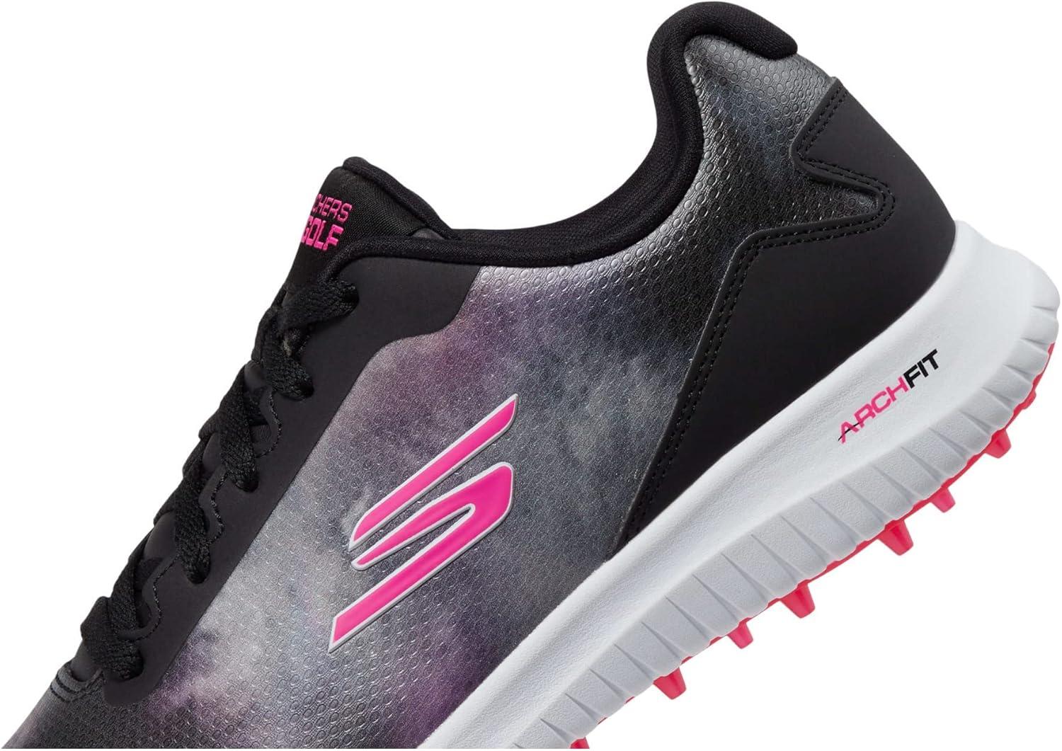 imageSkechers Womens Go Max Arch Fit Spikeless Golf Shoe SneakerBlackPink Splash Waterproof