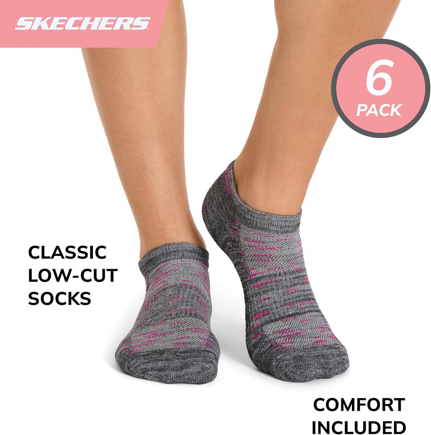 imageSkechers Womens Performance Low Cut Socks 6PackGrayMulti
