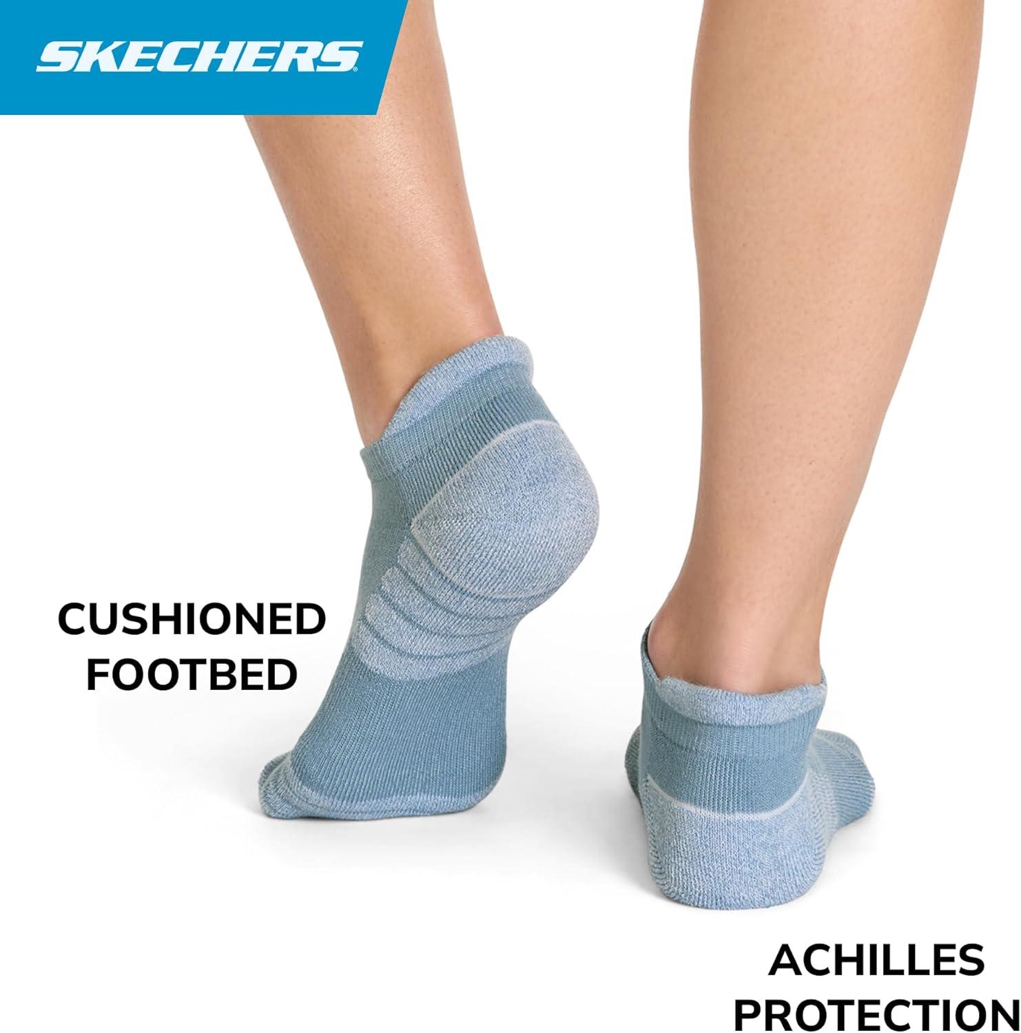 imageSkechers Womens Performance Pickleball Low Cut Odor Control ampamp Mesh Ventilation Socks 3PackPowder BlueWhiteChambray